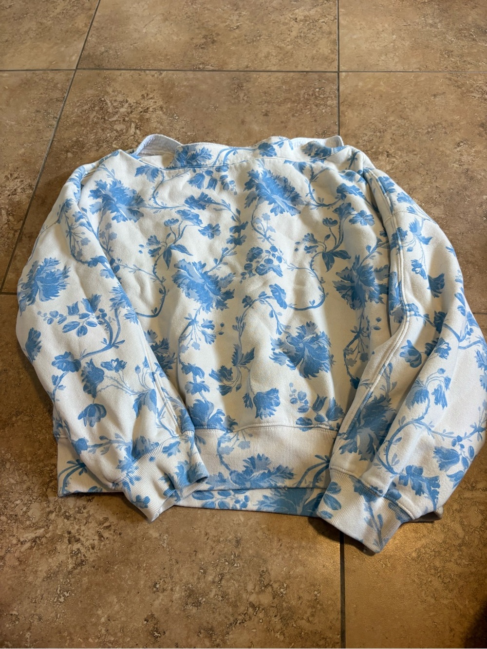 Abercrombie & Fitch Mock Neck Blue Floral Printed Sweatshirt